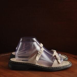 Josef Seibel Sandals Womens SZ EU 41 US 10-10.5 Cream Leather Slide Comfort Shoe